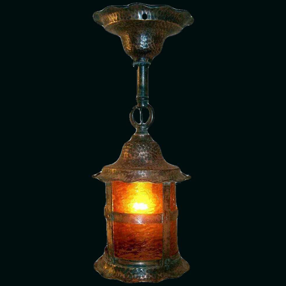 Antique Hammered Copper Lantern Porch Light - Lofty Lighting