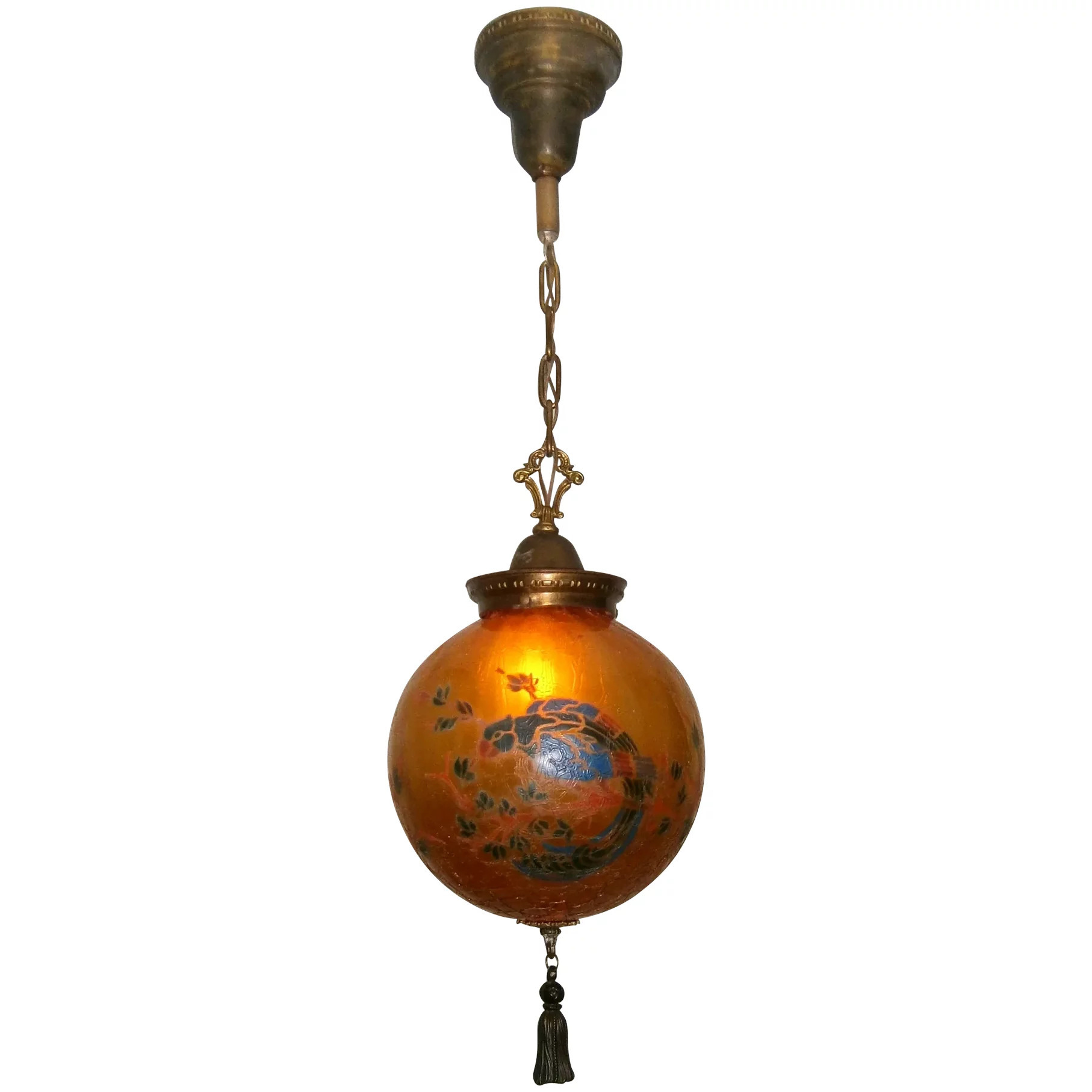 Handel Style Crackle Glass Ball Pendant - Lofty Lighting